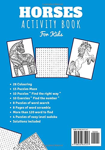 image for Horses Activity book for Kids: Age 4 - 8 Years Girls & Boys | Kinderga