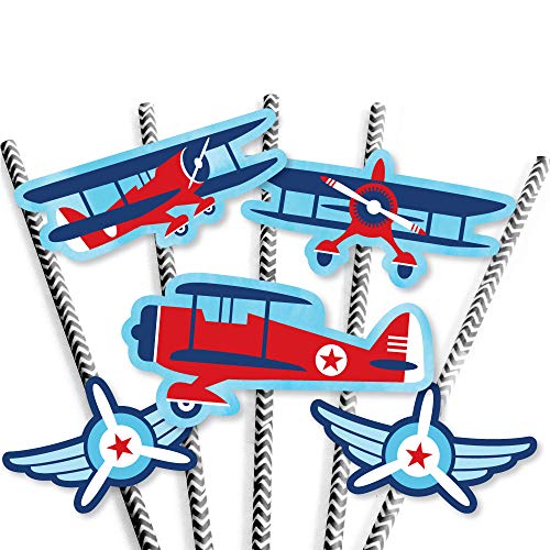 Decoración con Pitillos de Papel Temática Avión - Set 24 miniatura 5