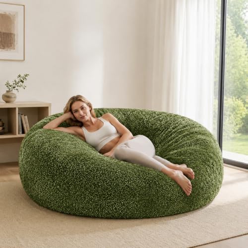 Image of Memory Foam Bean Bag Chair for Adults, 6FT Green Shining