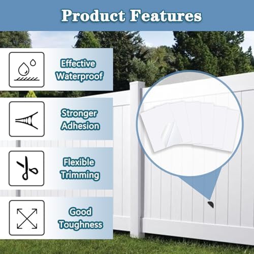 Vinyl Siding Repair Patch Kit, Vinyl Siding Repair Kit Self-Adhesive Vinyl Siding Patch Repair Tape PVC Vinyl Fence Patch Kit for House Vinyl Siding Cover Any Cracks Holes Blemishes - 6 Patches — view 3