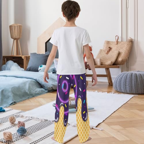 Boy's Pants Dark Purple Ice Cream Jogger Pants Elastic Waist Long Bottoms Trousers with Pockets 6-14 Years3