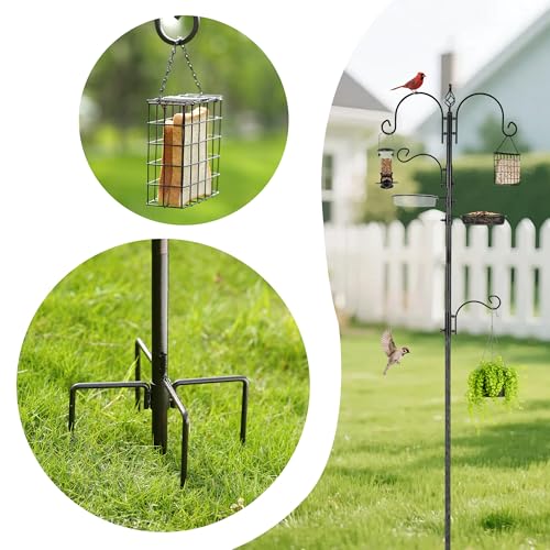 ERYTLLY Bird Feeding Station Kit Bird Feeder Pole Wild Bird Feeder Hanging Kit Planter Hanger Multi Feeder Hanging with Metal Suet Feeder Bird Bath for Attracting Wild Birds - Image 5