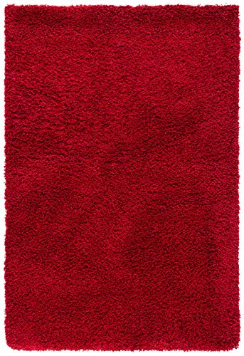 Image of Imra Carpet for Home Handwoven Fluffy Shag Collection with 2 inch Thickness 4.1 X 6.2 Feet (120X180 cm) Color Red