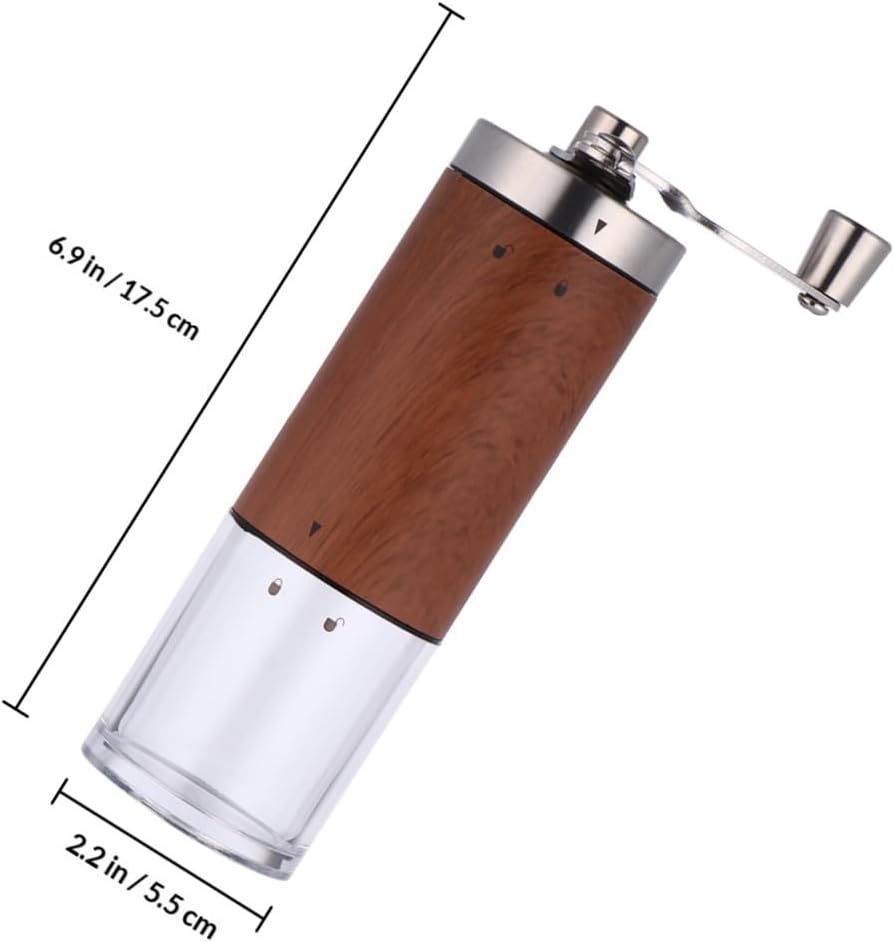 Manual Coffee Grinder Portable Handheld Coffee Bean Crusher Wood Texture Rustless Detachable Grinder for Home and Travel