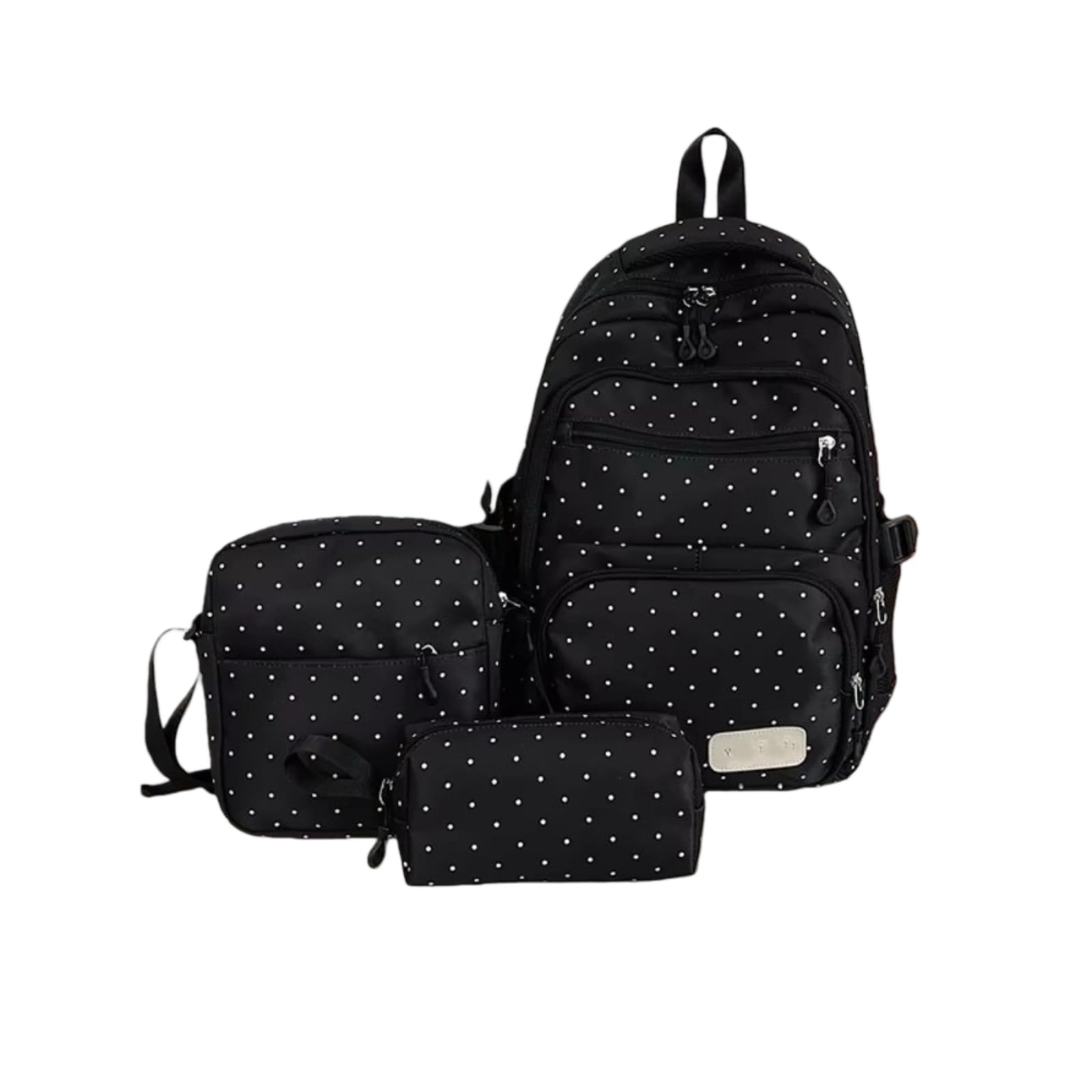 Mochila Polka Dot 3pcs Multi Compartimento Estudiante Bolso Escolar con Crossbody De Lápiz