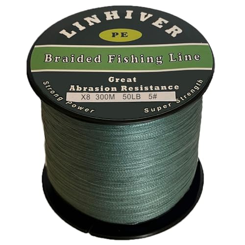 LinHiver geflochtene Angelschnur, Starke Kraft, große Abriebfestigkeit, dünner Durchmesser, Keine Dehnung, geringes Gedächtnis und hohe Empfindlichkeit (328Yds,50LB,X8) LinHiver geflochtene Angelschnur, Starke Kraft, große Abriebfestigkeit, dünner Durchmesser, Keine Dehnung, geringes Gedächtnis und hohe Empfindlichkeit (328Yds,50LB,X8)