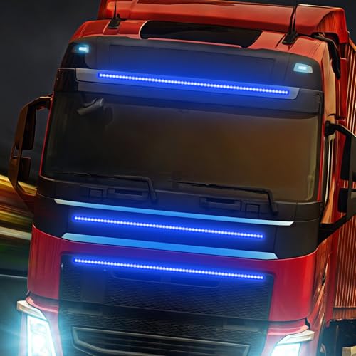 Pomurom Barra luminosa a LED per camion, Barra luminosa per camion | LED per con barra,Striscia flessibile per parasole, illuminazione d'atmosfera impermeabile, lampada