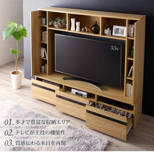 【美品】テレビボード テレビ台　木製 ナチュラル Amazon｜オークナチュラル 55型対応ハイタイプテレビボード TITLE