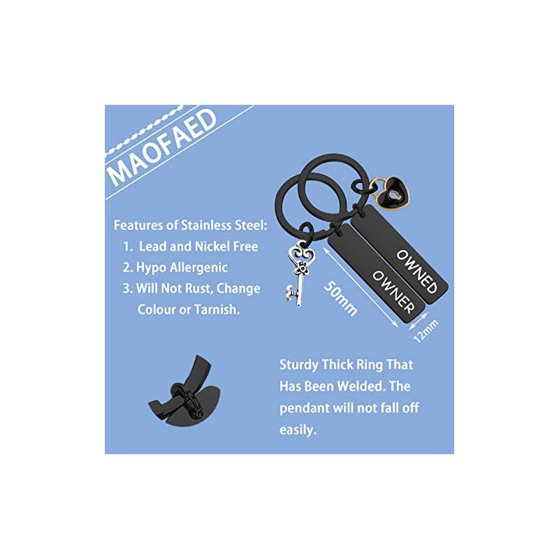MAOFAED Couple Keychain Set Owner and Owned Keychain BDSM Gifts Daddydom Gift DDLG Gifts Babygirl Gift Couple Gift (owner owned black) - Image 3