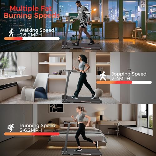 Image of Treadmills for Home, Walking Pad with Handle Bar - 3.0 HP Portable Foldable Treadmill, 350 LBS Weight Capacity, LED Display, Compact Design - Ideal for Home Users, Office Professionals