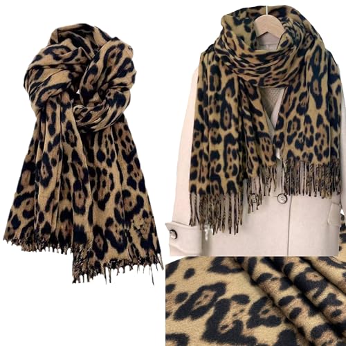 UTOWO Womens Leopard Print Shawl Scarf Fall-Winter Soft Warm Leopard Print Scarf Cashmere Feel Thick Warm Scarves3