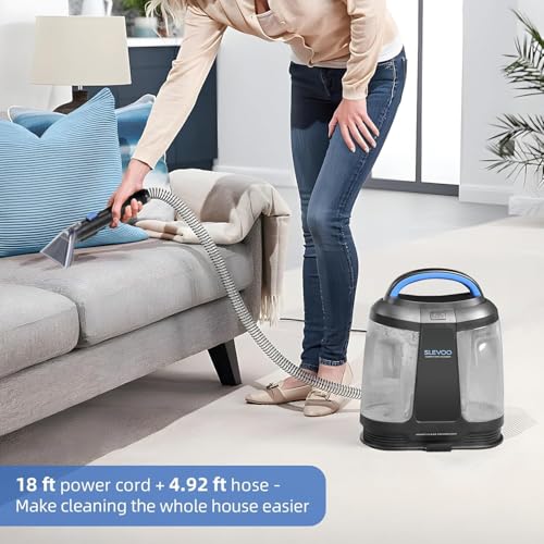 Slevoo Polsterreiniger Gerät 450W Nasssauger, Waschsauger mit Reinigungsmittel Teppichreiniger mit starker Saugkraft 11000Pa für Teppich, Sofa, Vorleger, Polster, Treppen, Auto