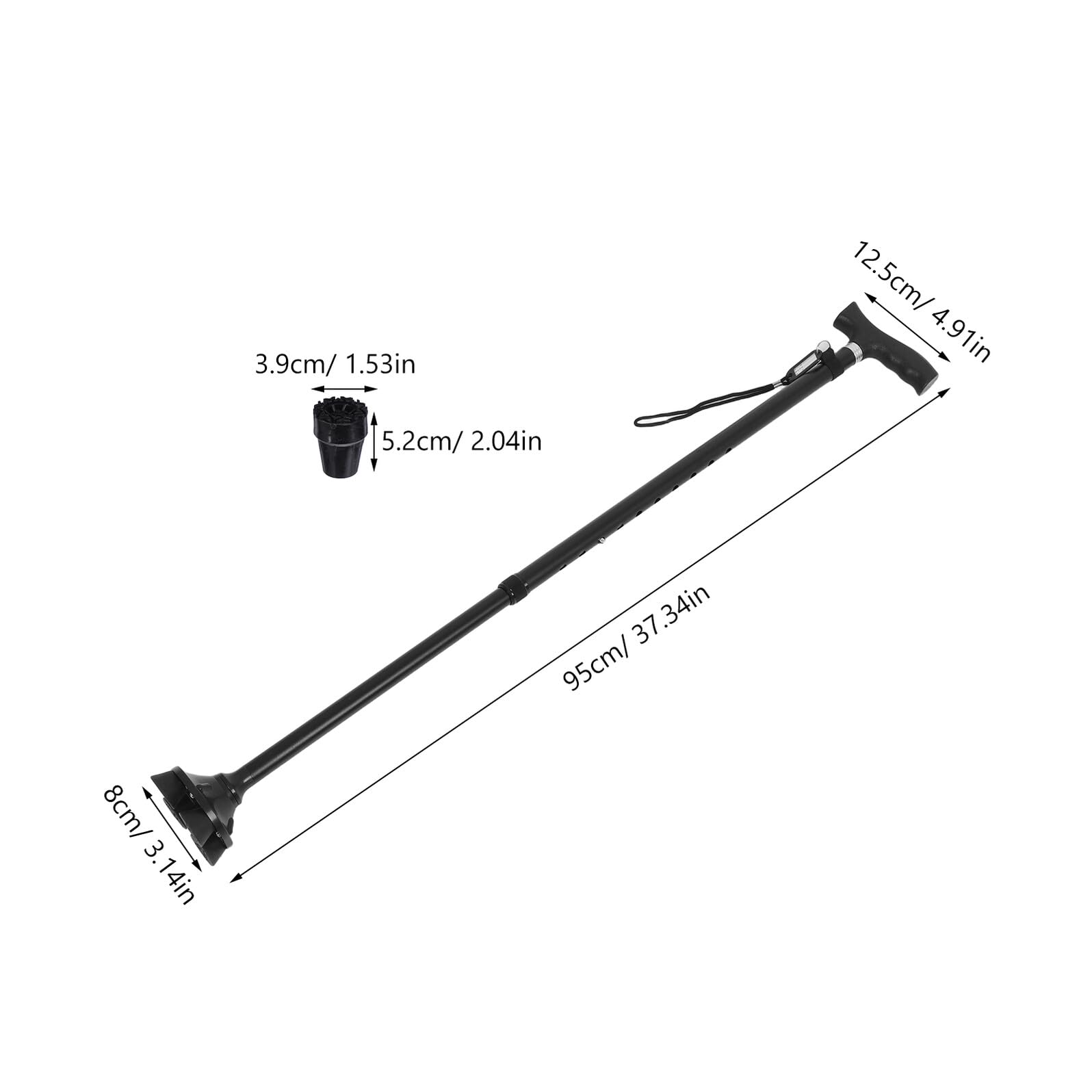 Mipcase Bastón Plegable de Aleación de Aluminio Ajustable para Personas Mayores con Base Desmontable Antideslizante de Dos y Cuatro Patas Ligero y Portátil para Movilidad y Seguridad en