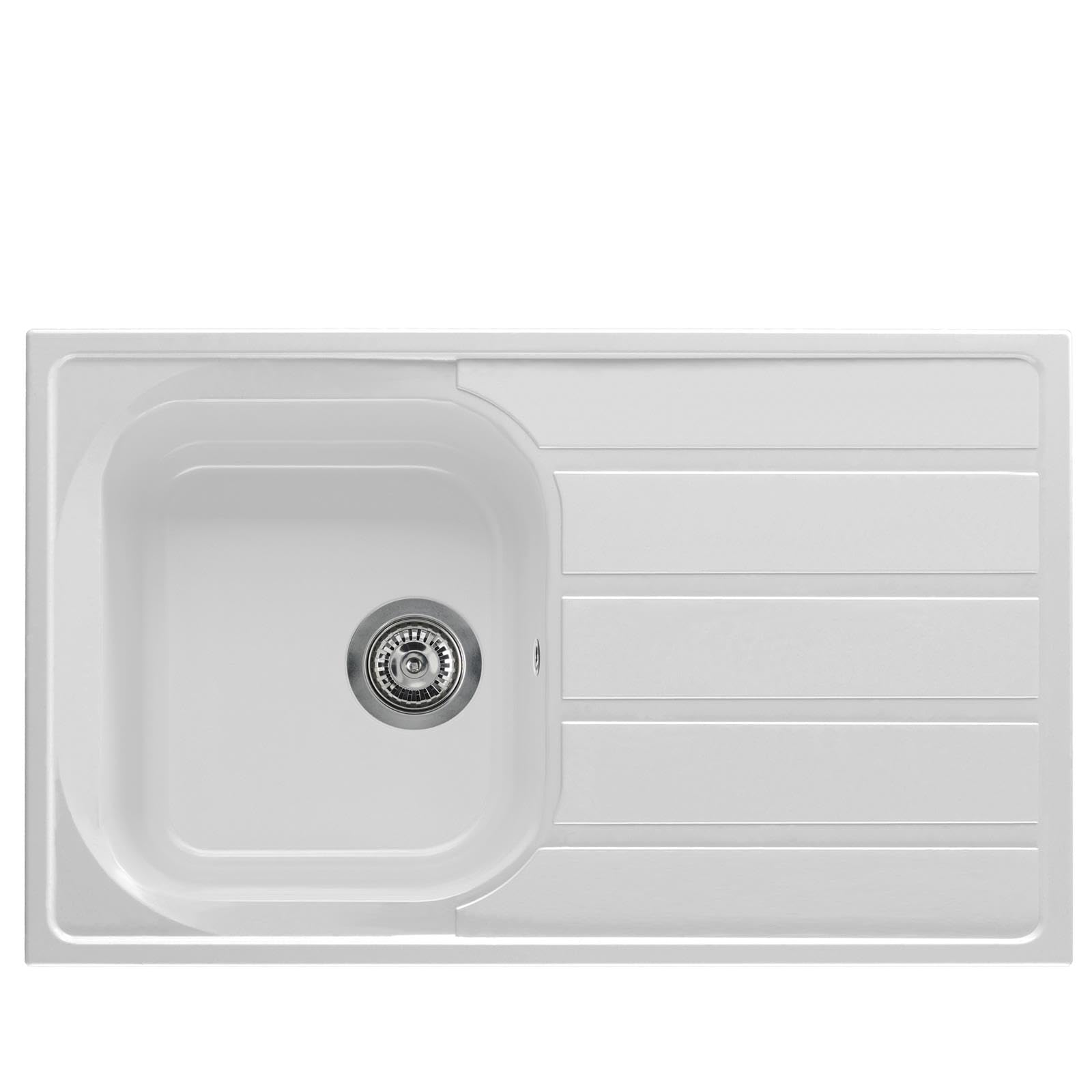Liquida DK5WH 1.0 Bowl Composite Reversible Inset White Kitchen Sink with Waste