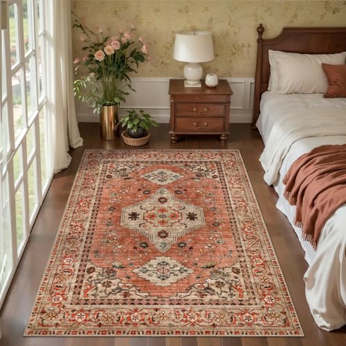 Image of Tangsoo Oriental 3x5 Washable Rugs, Non Slip Accent Rugs for Entryway