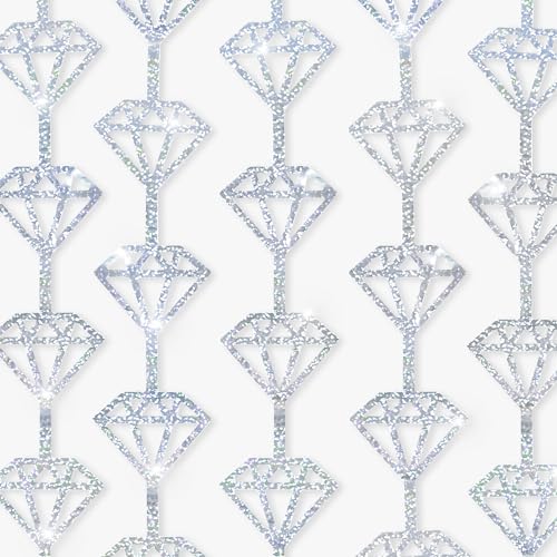 Image of KatchOn, Holographic Silver Foil Diamond Curtains - Pack of 2 | Diamond Party Decorations | Silver Diamonds Garland, Denim and Diamonds Party Decorations | New Years Eve Party Supplies 2026