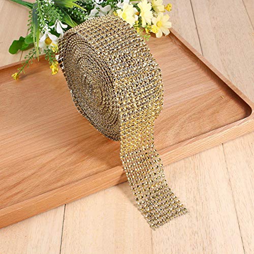 Atyhao Rhinestone Diamond Ribbons, Sparkling Mesh Ribbon Trim for Bridal Bouquet Frames Vases Wedding Party Decoration - Image 4