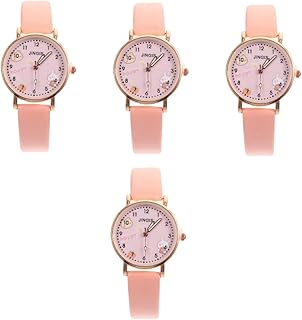 4 peças bonito relógio fresco relógio de menina pulseira bonito conjunto de pulseira infantil pulseira para meninas design adorável relógio infantil leve relógio de desenho animado adorável relógio infantil, rosa, 21.4x3cm, centímetro