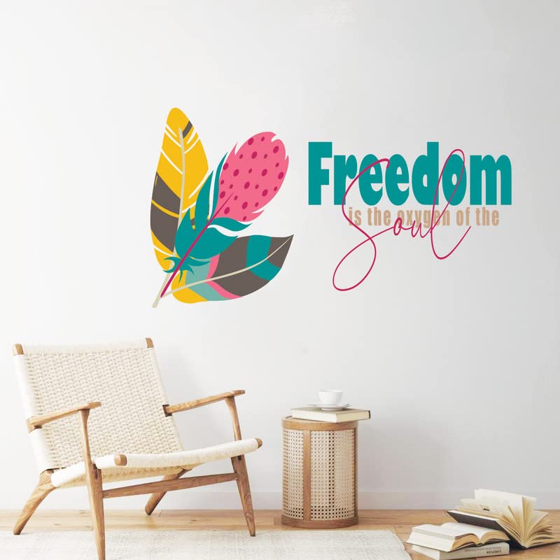 Image of Kotart - Feather and Quotes Printed Wall Decals /Stickers for Home and Living Room Wall Decor