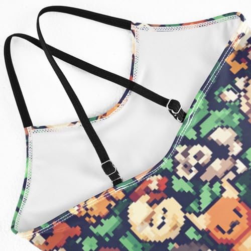 Cartoon Animals Pixel Style Girls Swimsuit One Piece Bathing Suit for Baby Girls' Swimwear 3-10T4