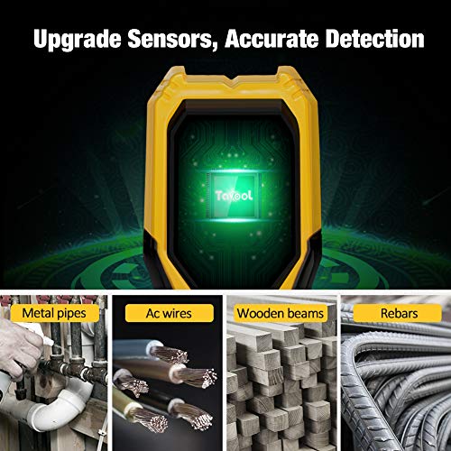 Stud Finder Sensor Wall Scanner - 5 in 1 Electronic Stud Sensor Locator Wood Beam Joist Finders Wall Detector Edge Center Finding with LCD Display for Wood Live AC Wire Metal Studs Detection (Yellow)