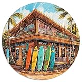 Strandgeschäft Puzzle 1000 Teile Surfenboard Palm Rundes Puzzle Für Erwachsene Erwachsene Impossible Puzzle Für Erwachsene 14+ 1000pcs (67.5x67.5cm)
