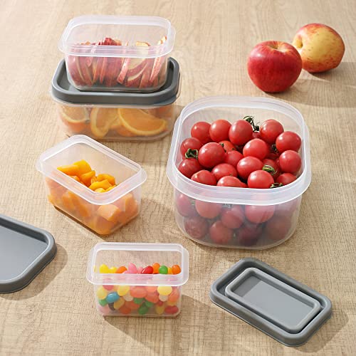 Jjoo 10Pcs Food Storage Containers With Lids (5 Containers + 5 Lids), Reusable Meal Prep Container, Airtight Plastic Freezer Containers For Pantry, Microwave And Dishwasher Safe, Grey #TOP6
