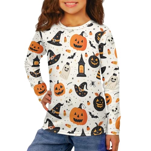 Image of Girls Long Sleeve Shirts Casual Crewneck Soft T-shirts for Girls 3-16 Years Old