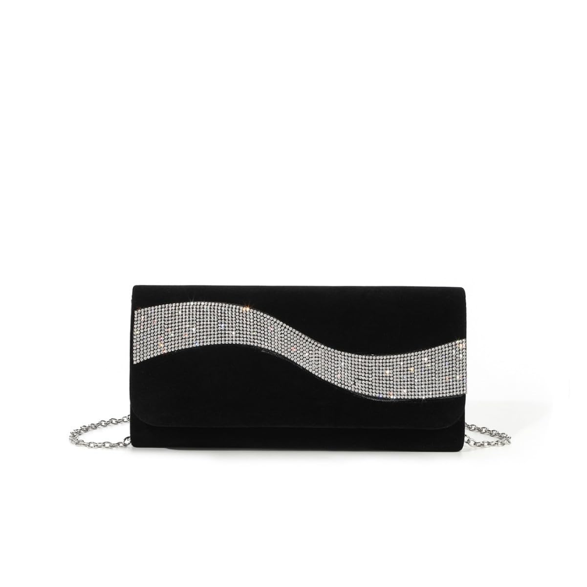 Velvet Rhinestone Clutch Bag for Women Shiny Envelope Purse All-Match Pure Color Handheld Party Bag.