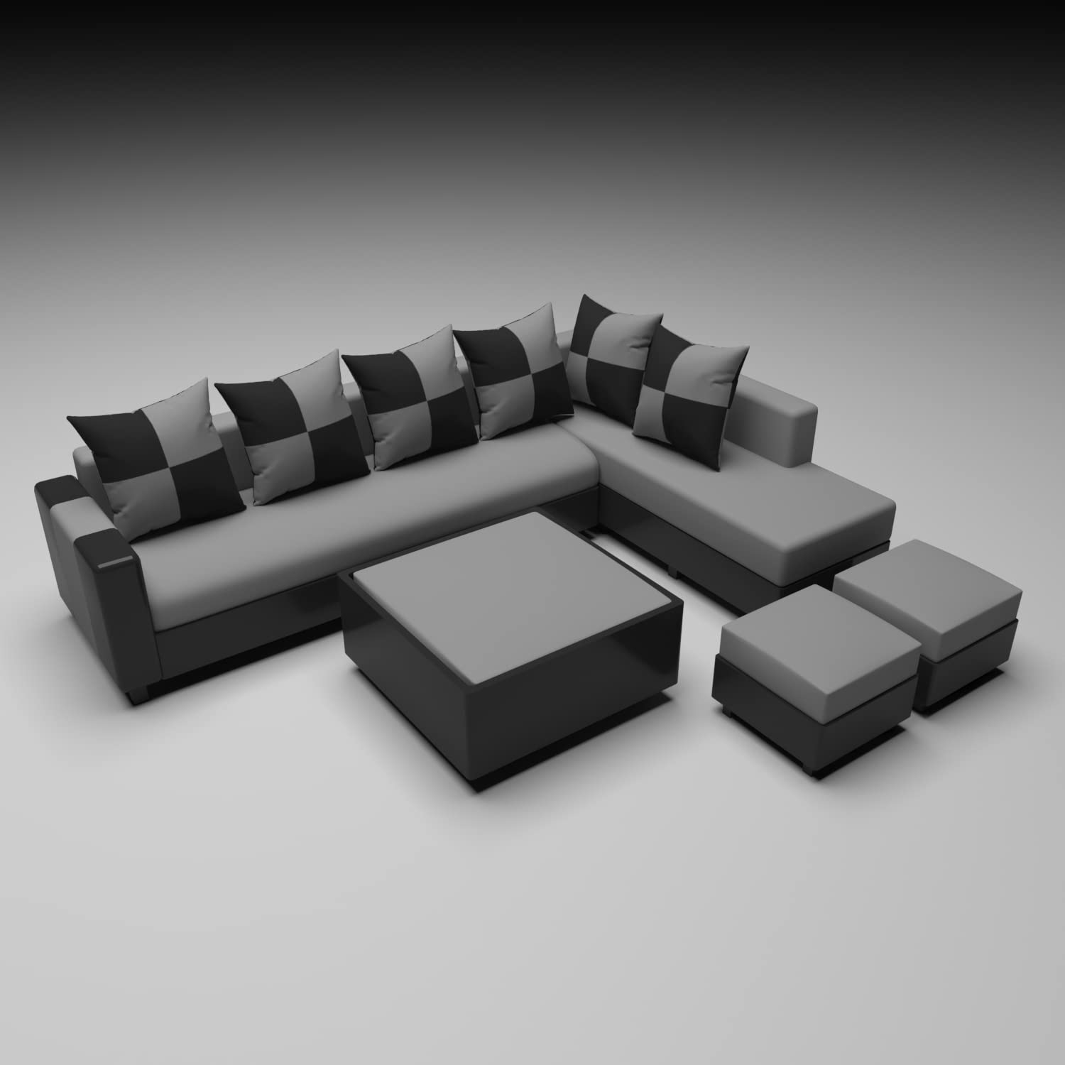 L Shape 8 Seater Sofa Set for Living Room with Center Table 2 Puffy Fabric (Black -Light Grey, Left Side) L Shape 8 Seater Sofa Set for Living Room with Center Table 2 Puffy Fabric (Black -Light Grey, Left Side)