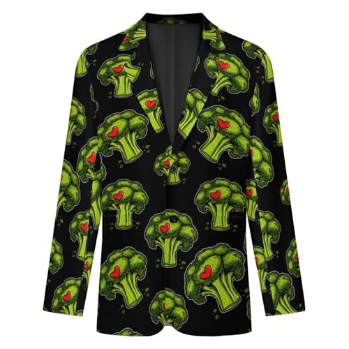 I Love Broccoli Mens Suit Jacket Lapel Blazers V Neck Button Business Coat Tuxedo for Wedding Party4