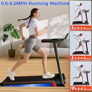 Treadmill with 8% Incline, Walking Pad Treadmill with Handle Bar, Portable Folding Treadmills for Running and Walking, 3.0HP Brushless Motorized, 5 Layers Shock-Absorbing
