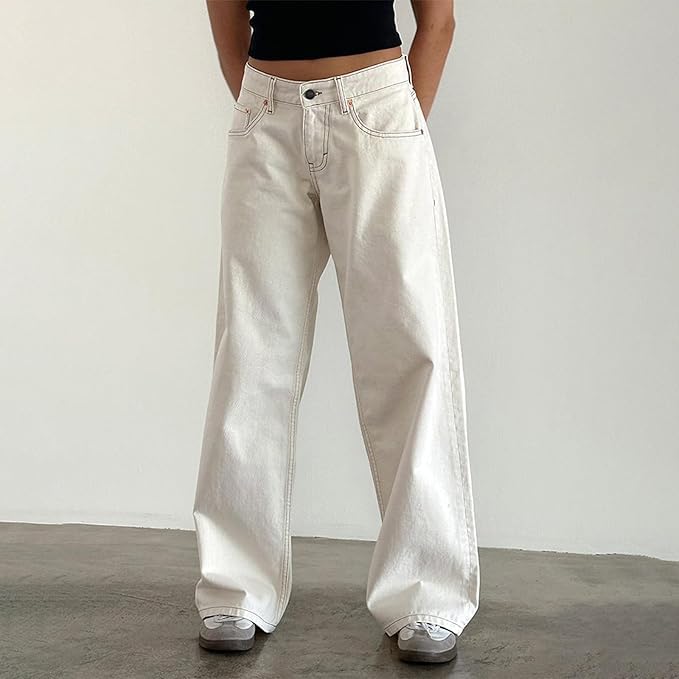Low Rise Baggy Jeans for Women, Mom Jeans Baggy Jeans Wide Leg Denim Pants Loose Fit Boyfriend Fashion Y2K Outfits 20254