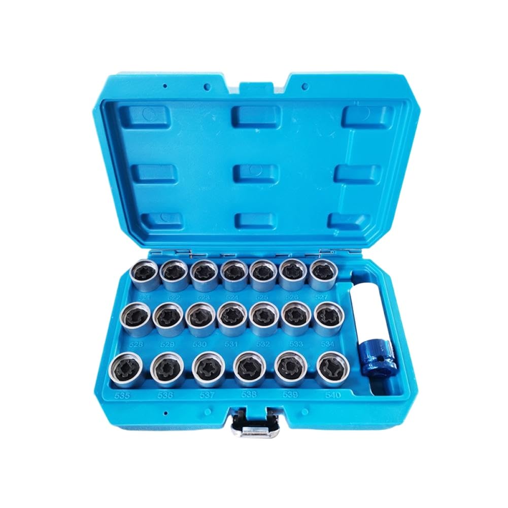 21-Pcs Anti-Theft Screw Sleeve Removal Install Socket for Wheel Lock Lug Nut Compatible with 521-540