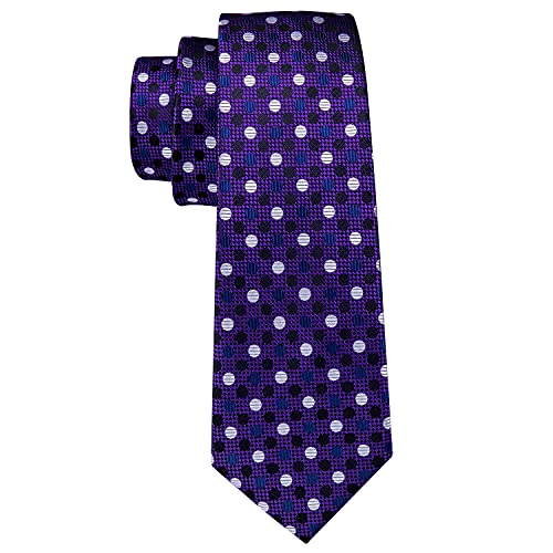 Image of Barry.Wang Ties for Men Silk Tie Sets Polka Dot Woven Necktie Pocket Square Cufflinks Business Wedding