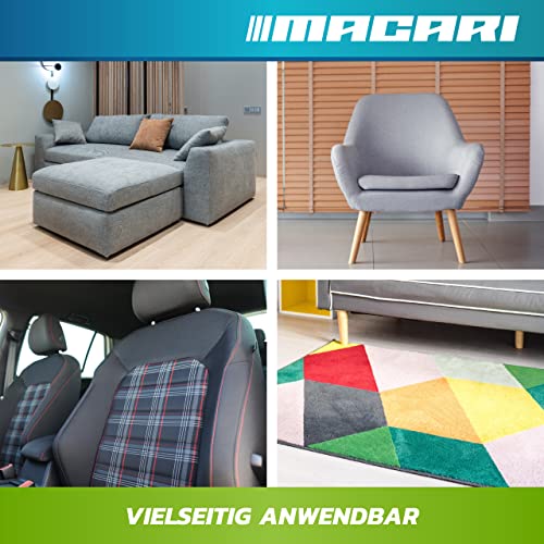 Macari 500 ml Premium Polsterreiniger Sofa & Auto. Nachhaltiger Sofa Reiniger, Couch, Matratzen, Teppich, Autositz und Textilreiniger inkl. Polsterbürste Alles in einem Set Made in Germany.