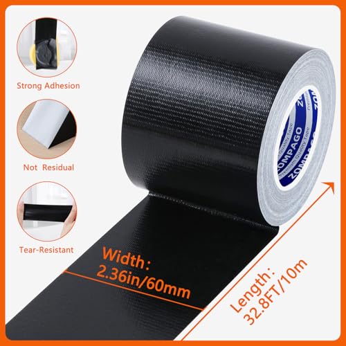 Image of ZOMPAGO Weather Stripping Tape Door Window Seal Black Tape,2.4in x 33 FT