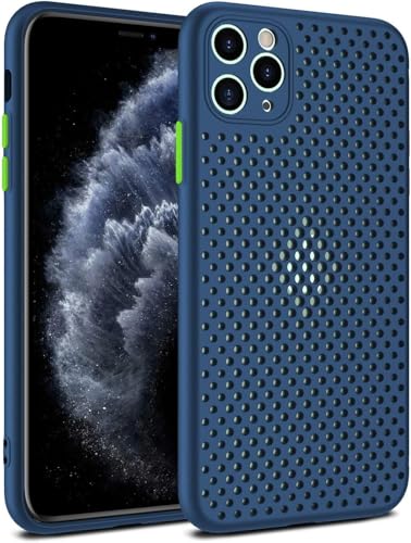 Image of Heat Dissipation Cover for iPhone, Ultra Slim Breathable Hollow Design, Full Camera Lens Protection Shockproof TPU Cooling Case (Blue,iPhone 16 Plus)
