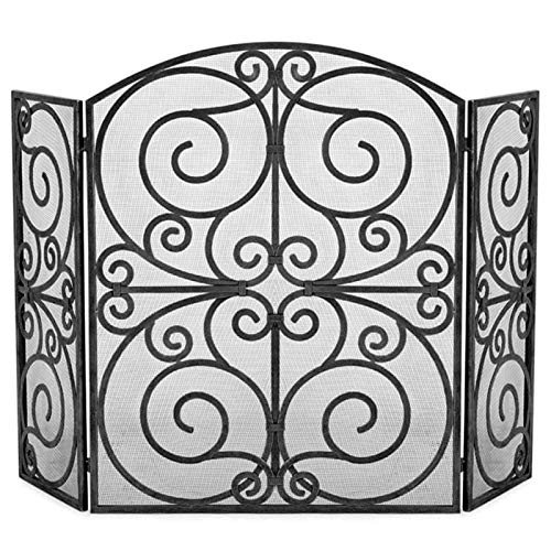 Pantalla Protectora para Chimenea, mosquitera de Arco Extensible, protección de hogar de Acero con bisagras y Malla de 3 Paneles, Cerca para Estufa de