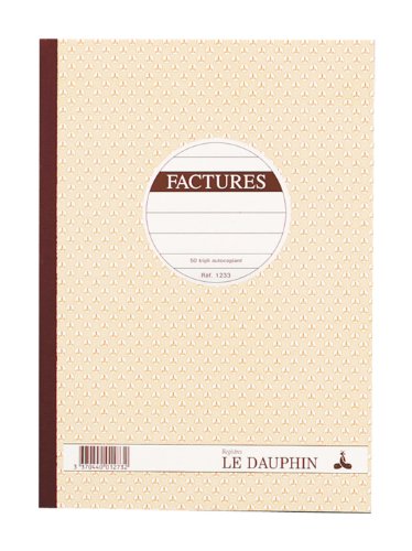 Le Dauphin - Réf. 1233D - Lot de 5 manifolds FACTURES - papier autocopiant - triplicata (1 original et 2 copies) - 50 feuilles - format 29,7 x 21 cm -...