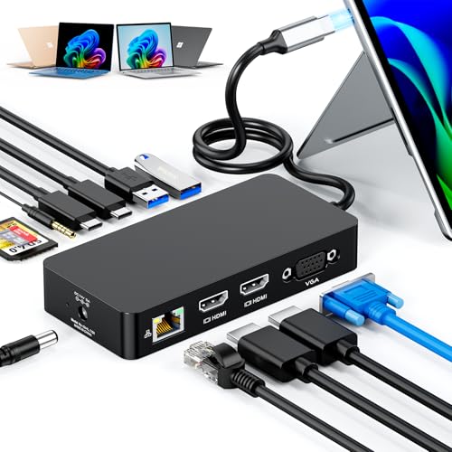 Estación de acoplamiento Surface dual HDMI 4K con adaptador de 100W para Surface Pro 11, 10, 9, 8