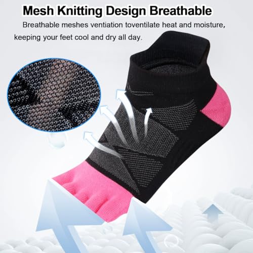 Image of Meaiguo Toe Socks No Show Cotton Low Cut Five Finger Socks Athletic for Women