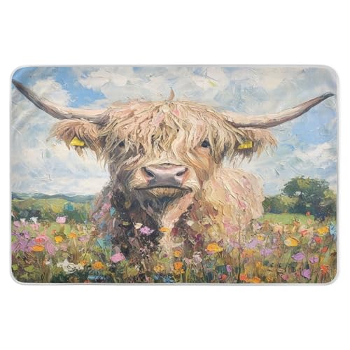 Takiito Cow Flowers Bed Pad Reusable Bed Underpad Washable Waterproof Leak-Proof Quick Dry Incontinence Pee Pad for Toddlers Kids Adults Pets 34x52 in