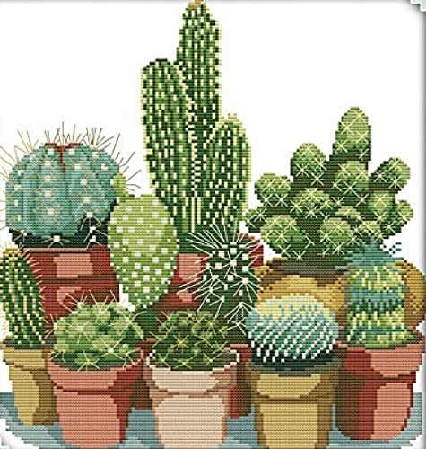 Broderie point de croix pré-imprimé cactus pour décoration intérieure DIY