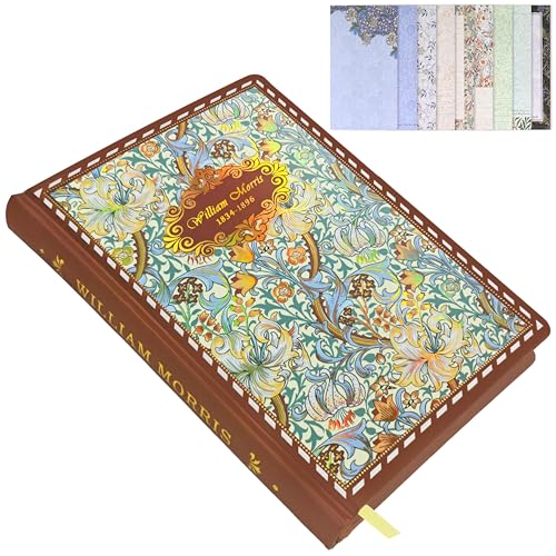 Qefuna Cuaderno Vintage A5 Con 16 Colores Impresos, Tapa Dura Con Relieve, 128 Hojas/256 Páginas, Papel De 100 G/M², Agenda Para Hombre Y Mujer (Rojo)
