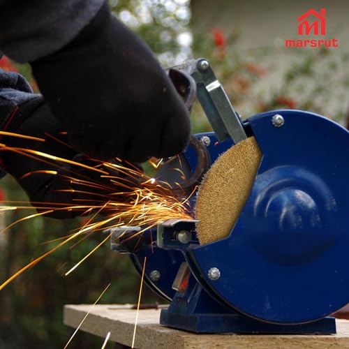 Image of 8 Inch Wire Wheel for Bench Grinder, Crimped Steel Brass Coated Brush with 1 /2 inch 5 /8 inch 3 /4 inch 7 /8 inch 1 inch Arbors, Round Grinding Accessories for Paint Rust Removal Deburring Descaling Finishing Polishing