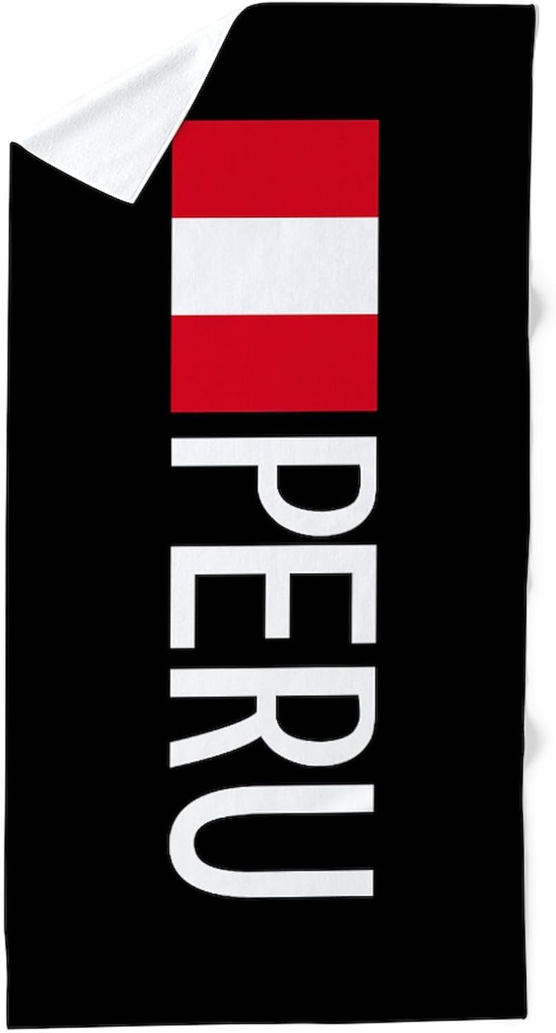 CafePress Peru: Peruvian Flag & Peru 30"x60" Absorbent Cotton Back, Soft Beach, Pool Towel