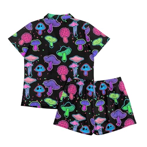 Image of Women's Short Sleeve Sleepwear Pajamas Nightwear with Pockets | skin-friendly breathable material resists pilling fading and deformation after repeated washing