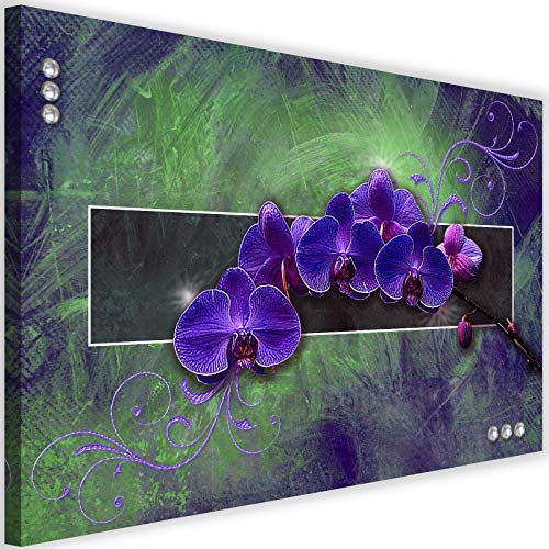 Photo sur Toile XXL Fleurs Orchidée Violette Tableau Déco Art Abstrait Feeby 100x70 cm