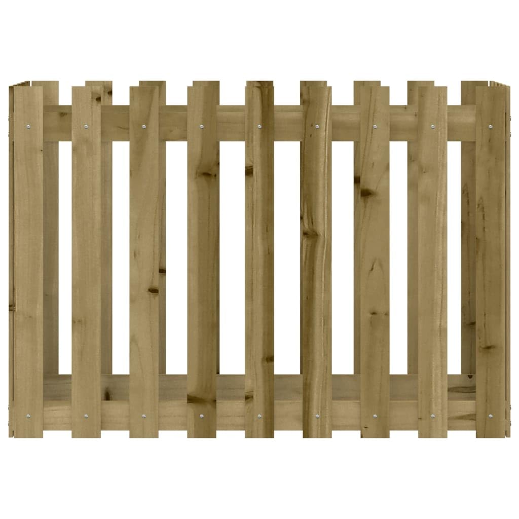 Jardinera de madera de pino, 100 x 50 x 70 cm, impregnada, diseño de valla, jardinera, balcón, macetero, para hierbas, con almacenamiento de agua y protección visual para terraza, interior y